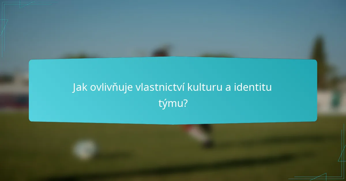 Jak ovlivňuje vlastnictví kulturu a identitu týmu?